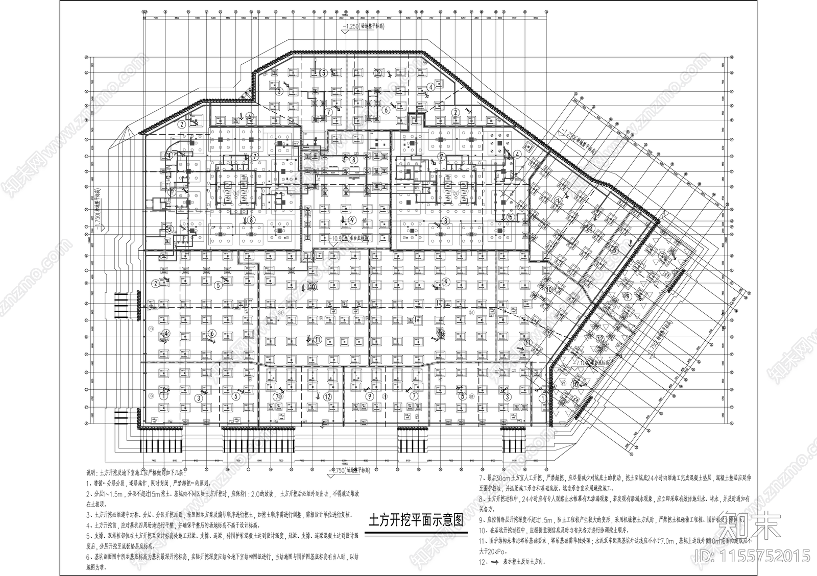 安置新区科创园两层地下室基坑围护cad施工图下载【ID:1155752015】