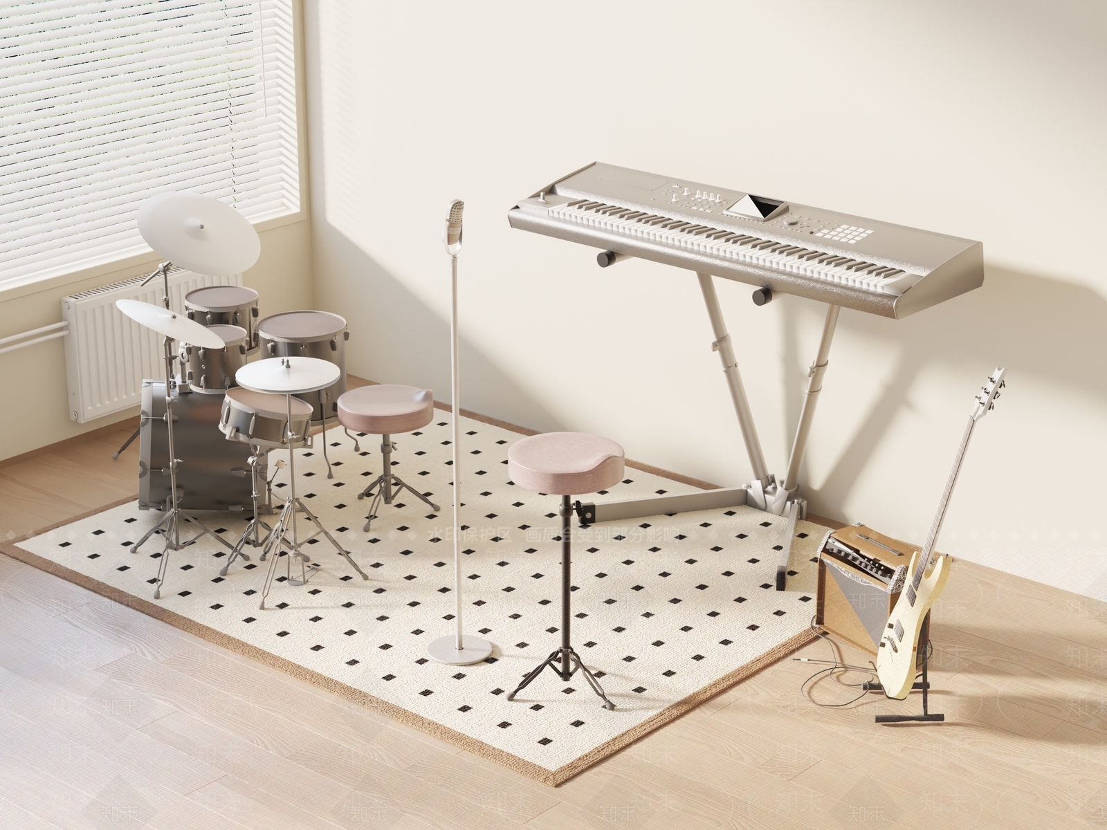 现代乐器组合3D模型下载【ID:1155753233】