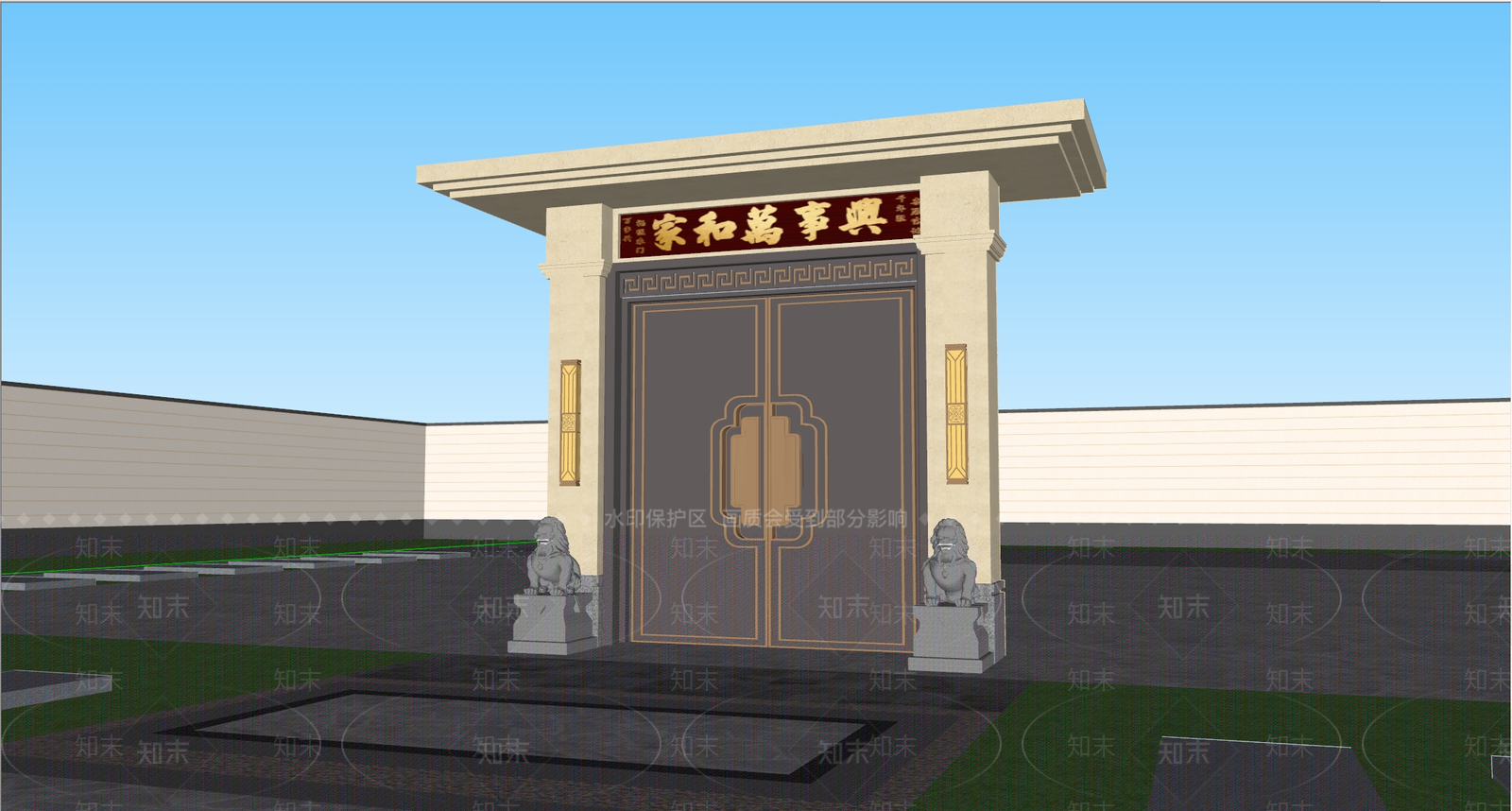 新中式别墅大门SU模型下载【ID:1155753754】