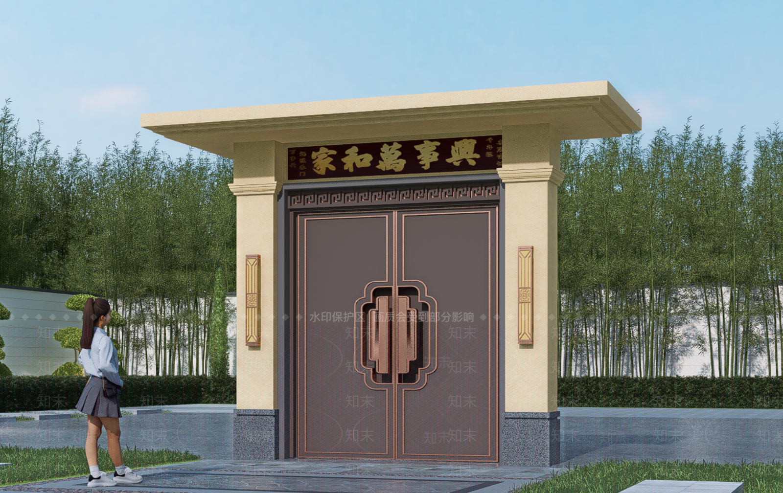 新中式别墅大门SU模型下载【ID:1155753754】
