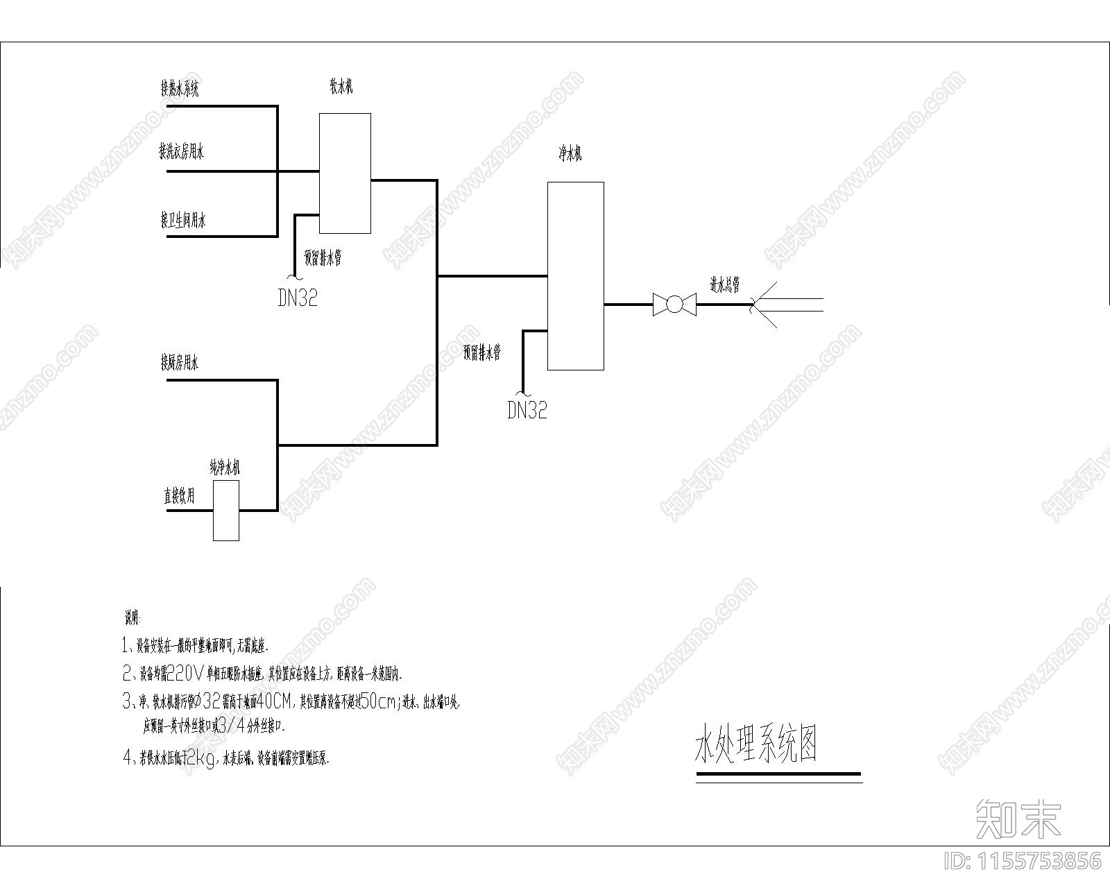 某地暖水处理设备安装大样图cad施工图下载【ID:1155753856】