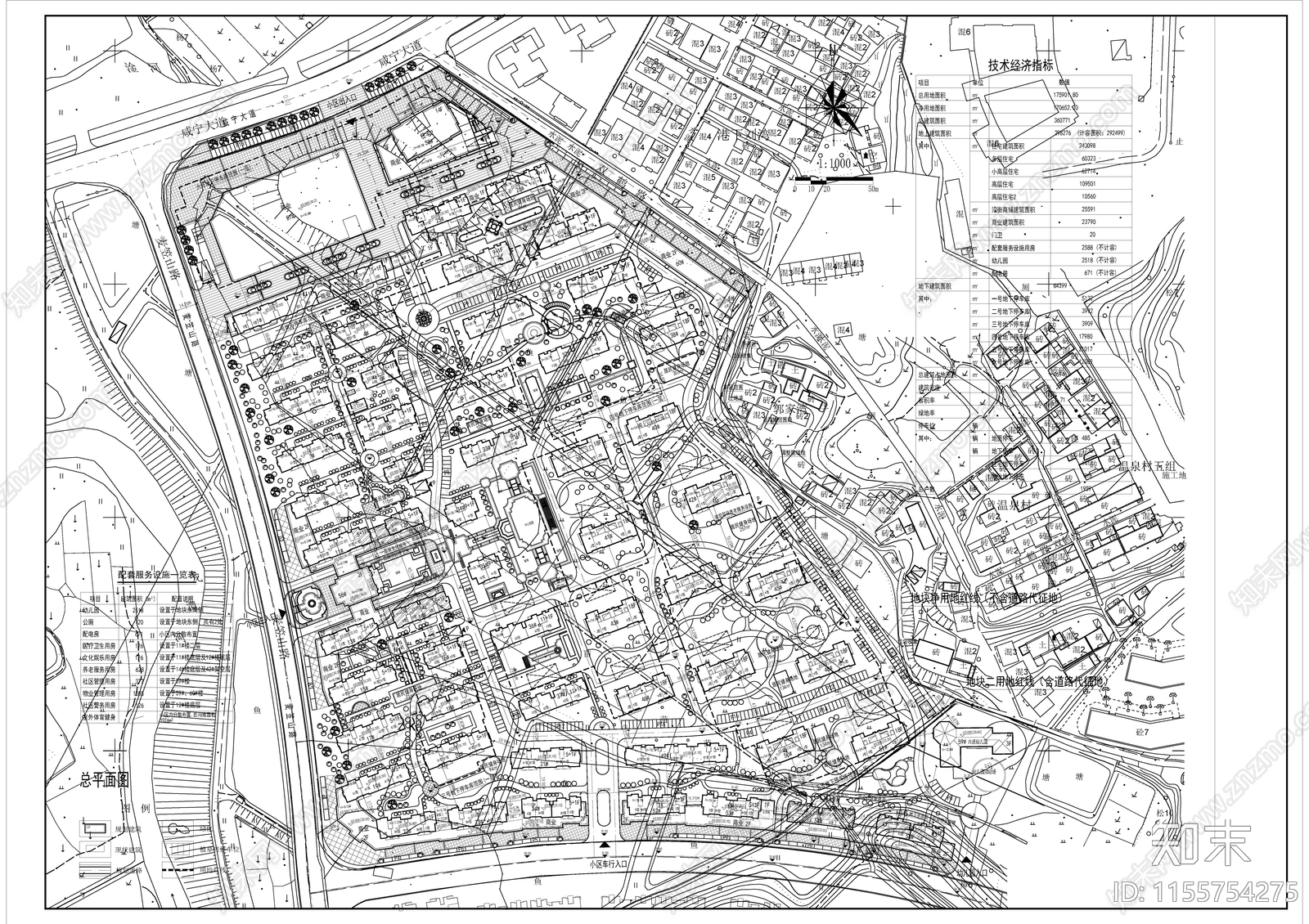 大型住宅区规划设计cad施工图下载【ID:1155754275】