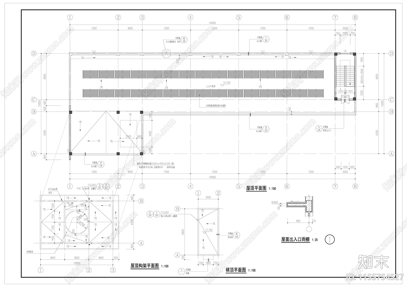 宿舍楼建筑cad施工图下载【ID:1155754527】