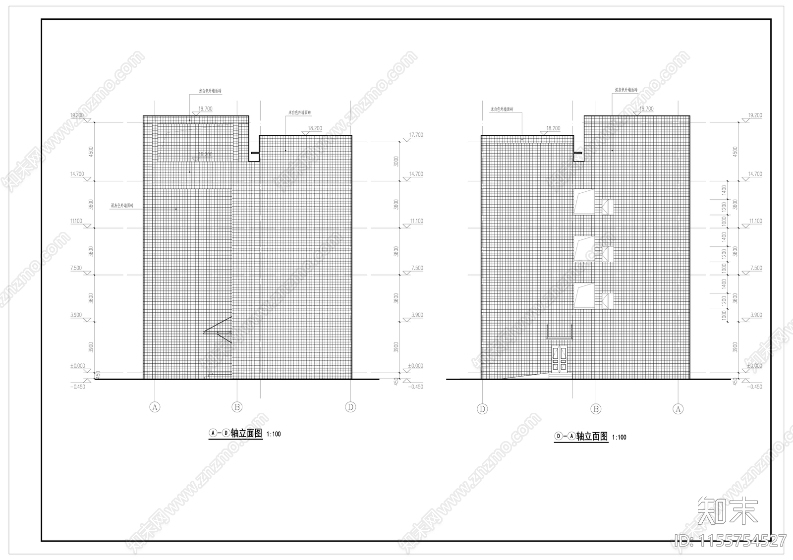 宿舍楼建筑cad施工图下载【ID:1155754527】