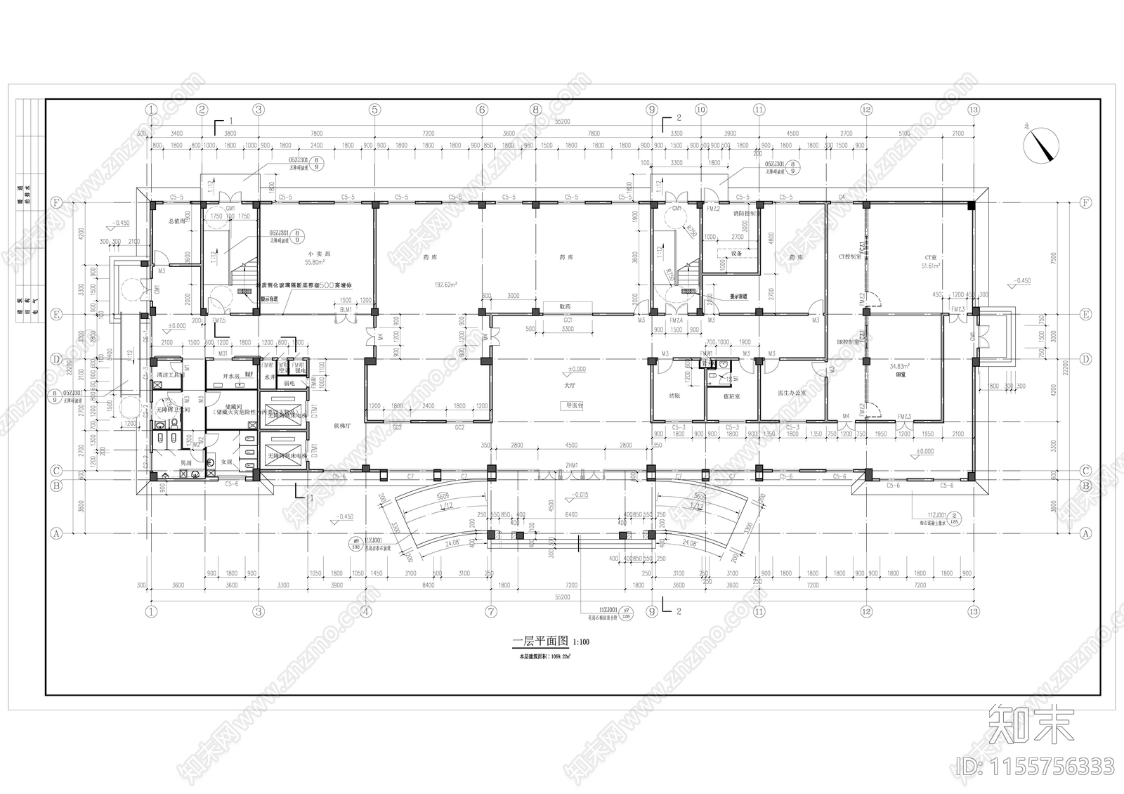 卫生院医院建筑cad施工图下载【ID:1155756333】