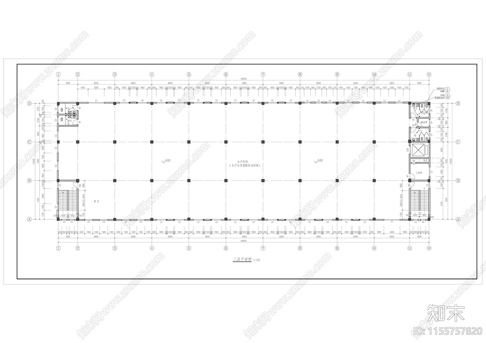 厂房办公楼建筑cad施工图下载【ID:1155757820】