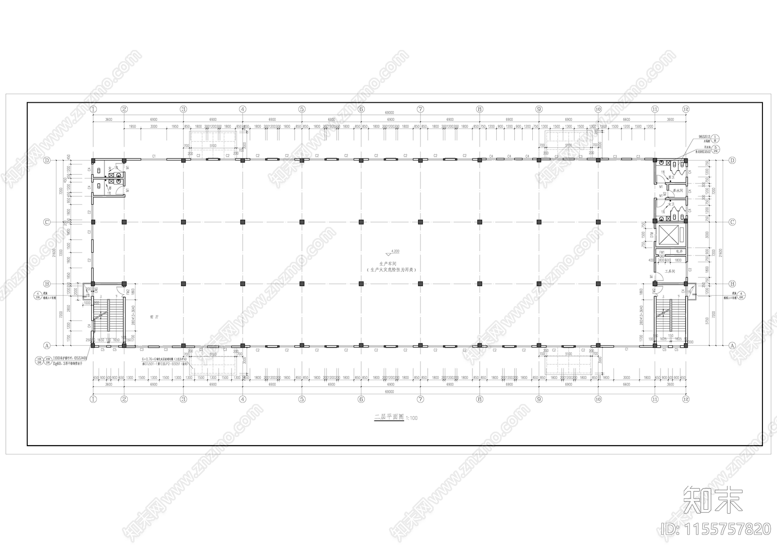 厂房办公楼建筑cad施工图下载【ID:1155757820】