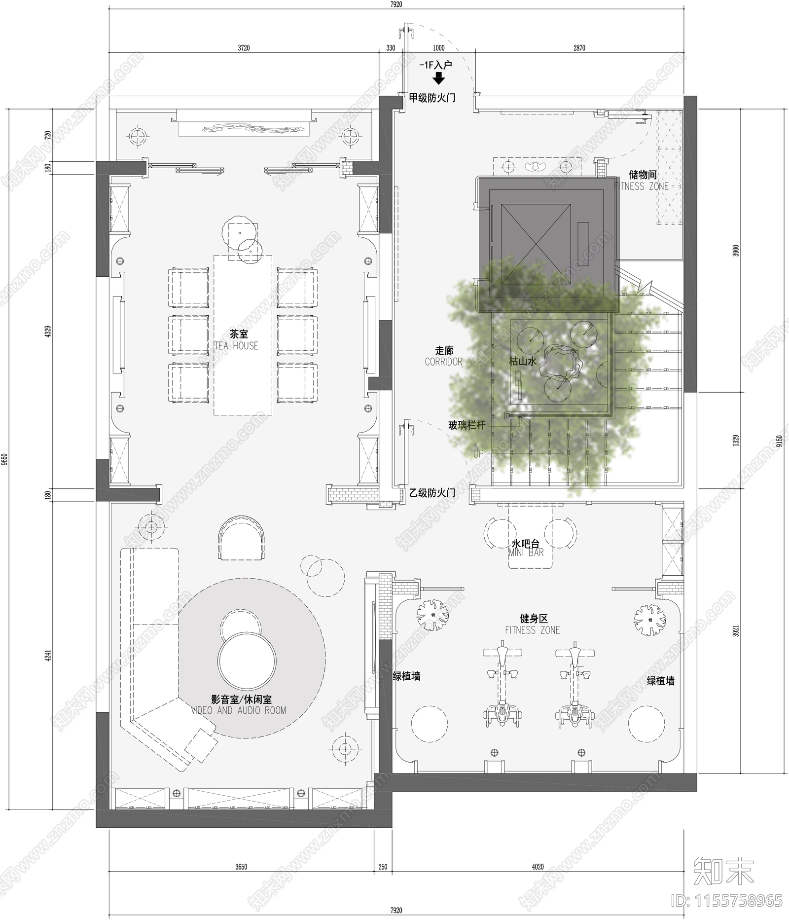 400平三层别墅平面布置图施工图下载【ID:1155758965】