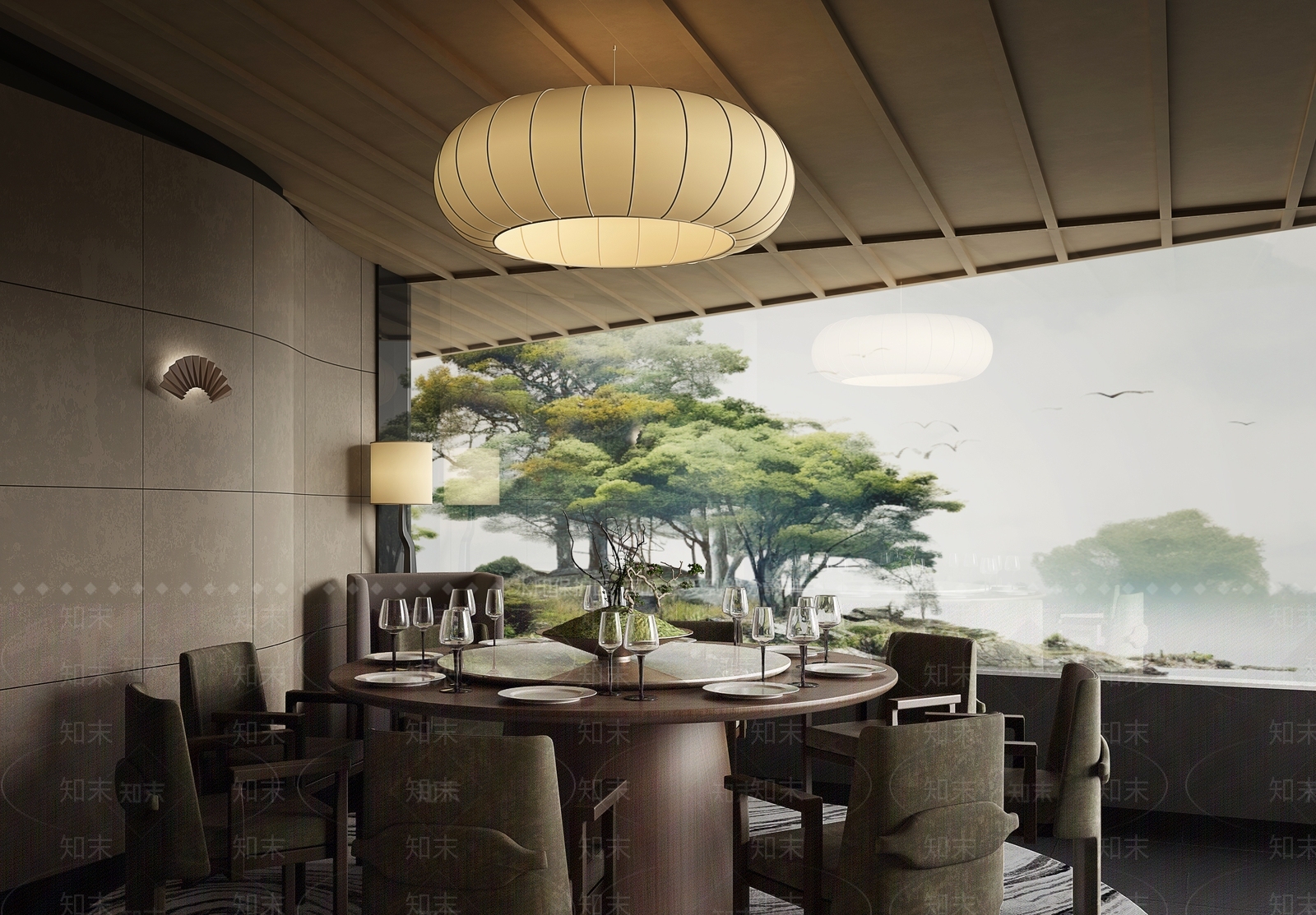新中式餐厅包厢SU模型下载【ID:1155758609】