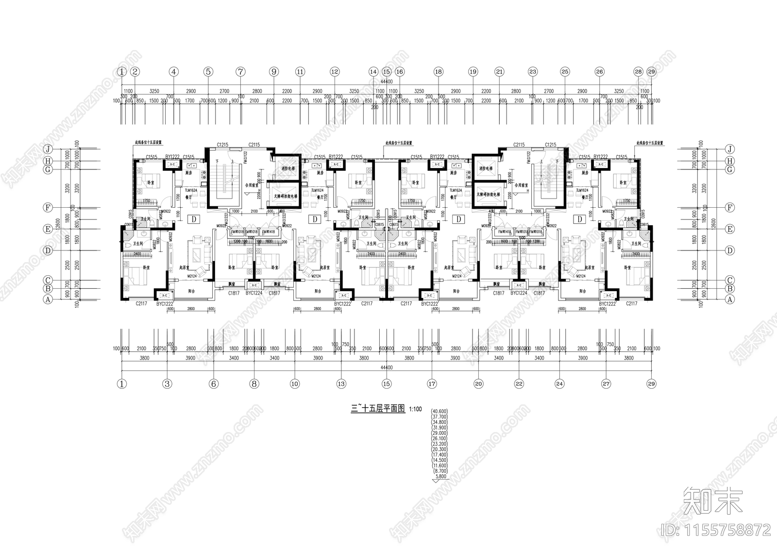 现代十六层高层住宅单体全套说明详图节能cad施工图下载【ID:1155758872】