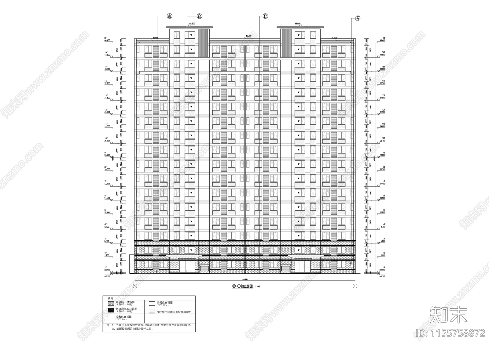 现代十六层高层住宅单体全套说明详图节能cad施工图下载【ID:1155758872】