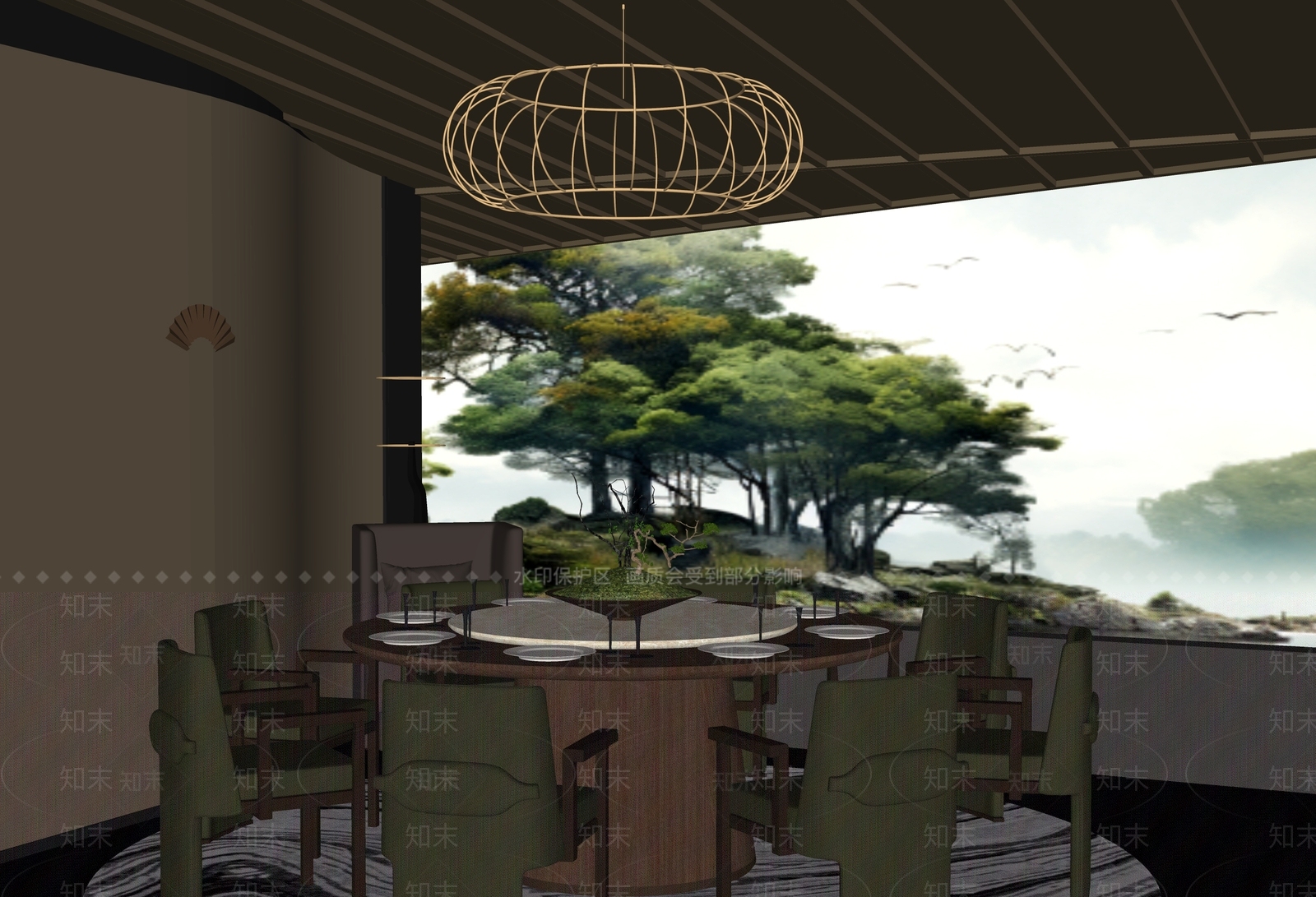 新中式餐厅包厢SU模型下载【ID:1155758609】
