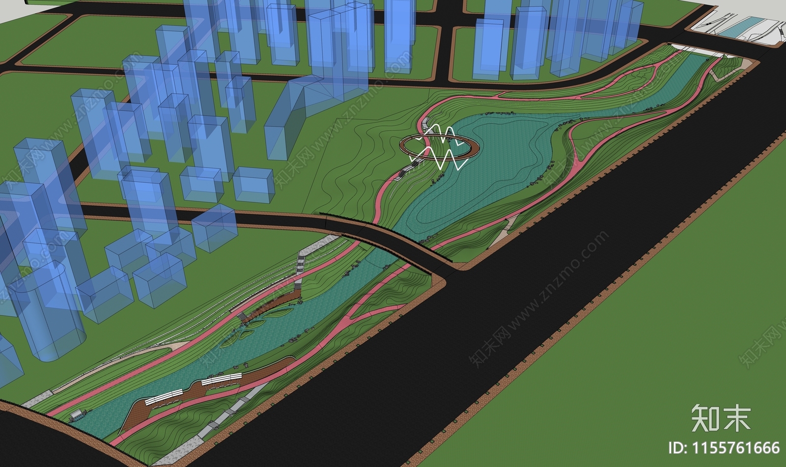 现代滨河景观SU模型下载【ID:1155761666】