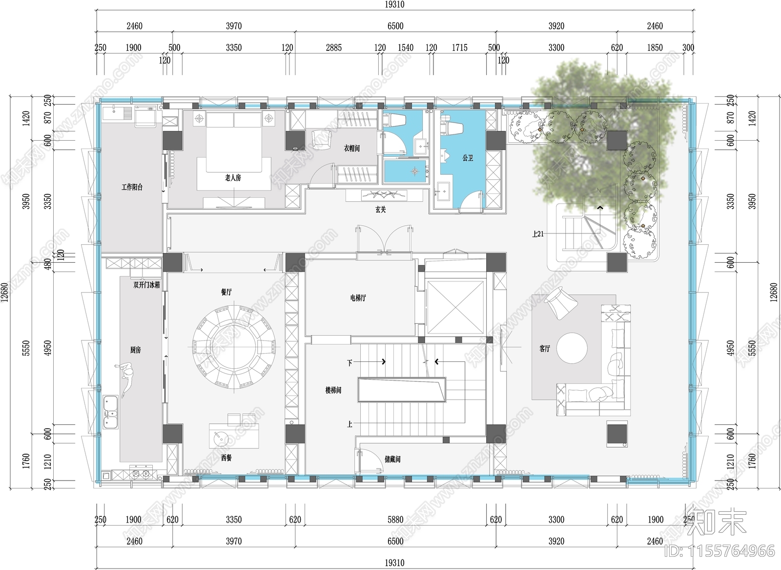别墅平面规划布置图施工图下载【ID:1155764966】