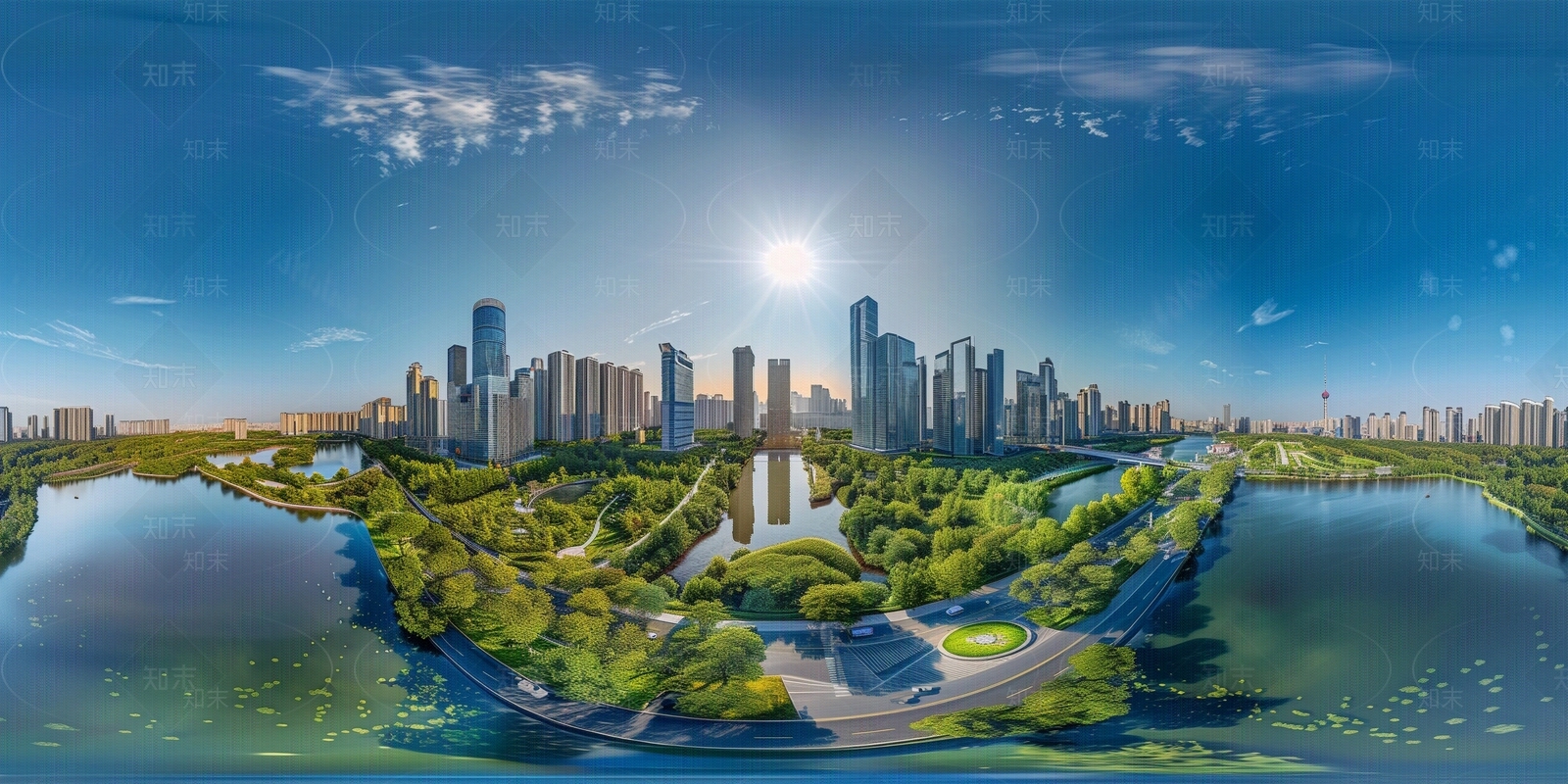 HDR白天城市公园外景全景贴图下载【ID:1155767706】