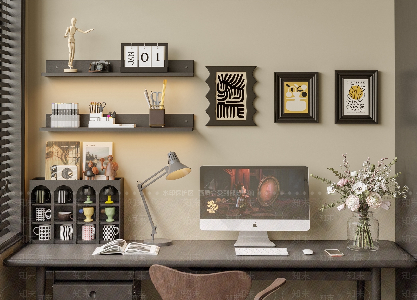 法式电脑桌面装饰摆件组合SU模型下载【ID:1155775938】