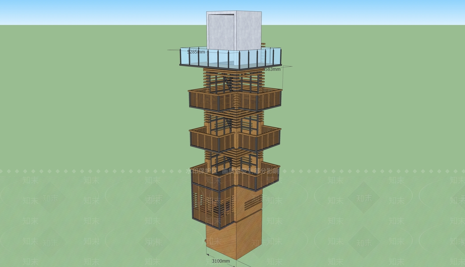 现代观景塔SU模型下载【ID:1155778494】