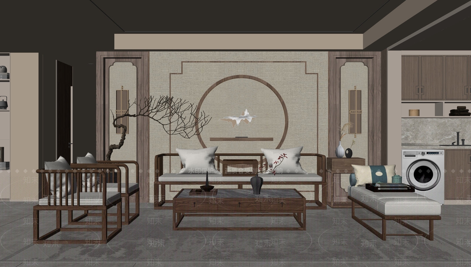 三人沙发罗汉床SU模型下载【ID:1227379029】