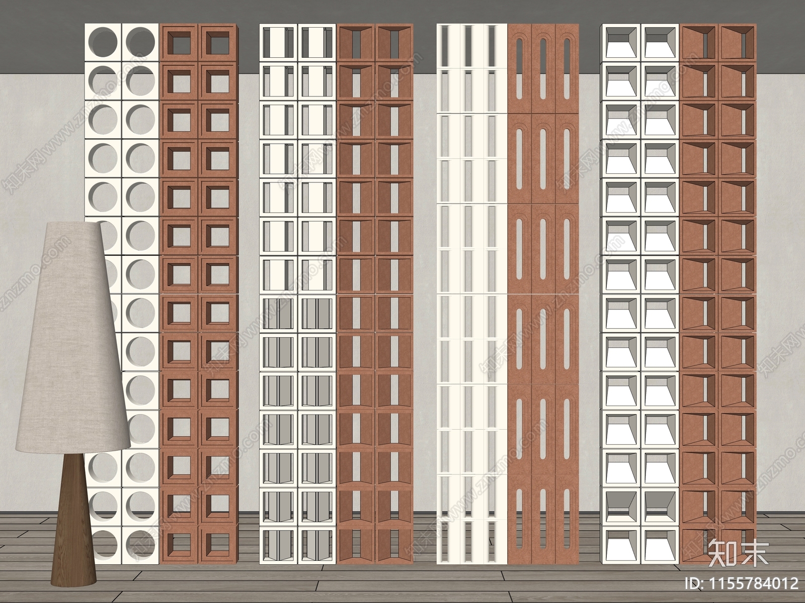 现代镂空水泥砖隔断SU模型下载【ID:1155784012】