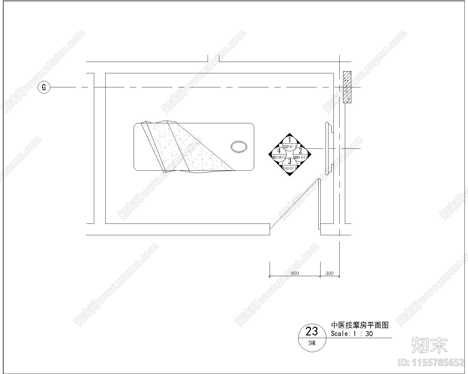 大酒店中医按摩房cad施工图下载【ID:1155785652】