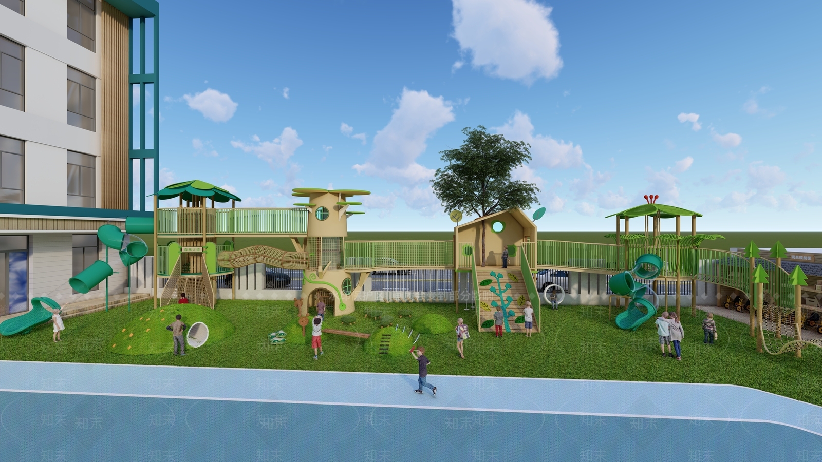 现代户外幼儿园3D模型下载【ID:1156073946】