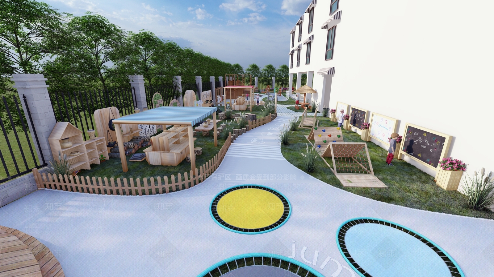 现代户外幼儿园3D模型下载【ID:1156075132】