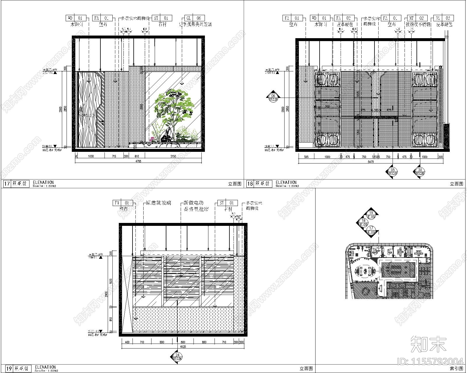 现代轻奢私人银行办公区施工图下载【ID:1155792004】