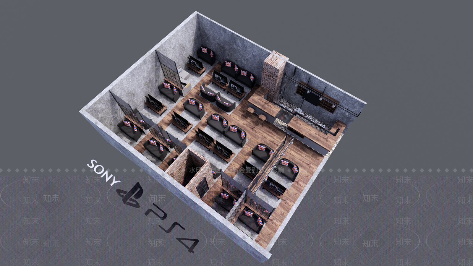 工业ps4网吧SU模型下载【ID:1155798524】