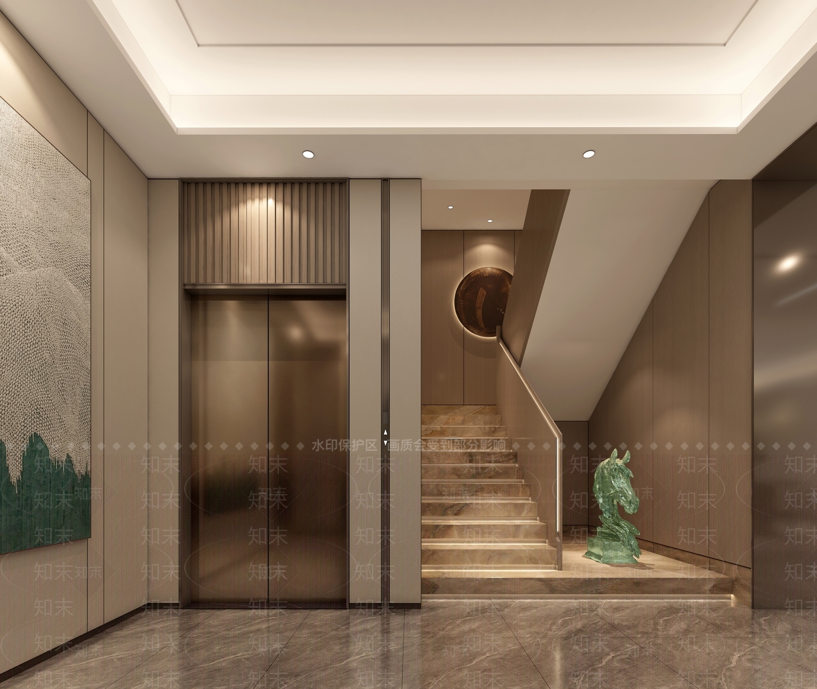 现代电梯间3D模型下载【ID:1155798626】