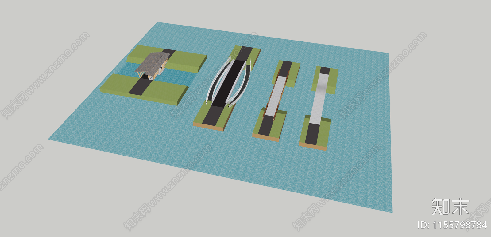 现代公园景观桥SU模型下载【ID:1155798784】