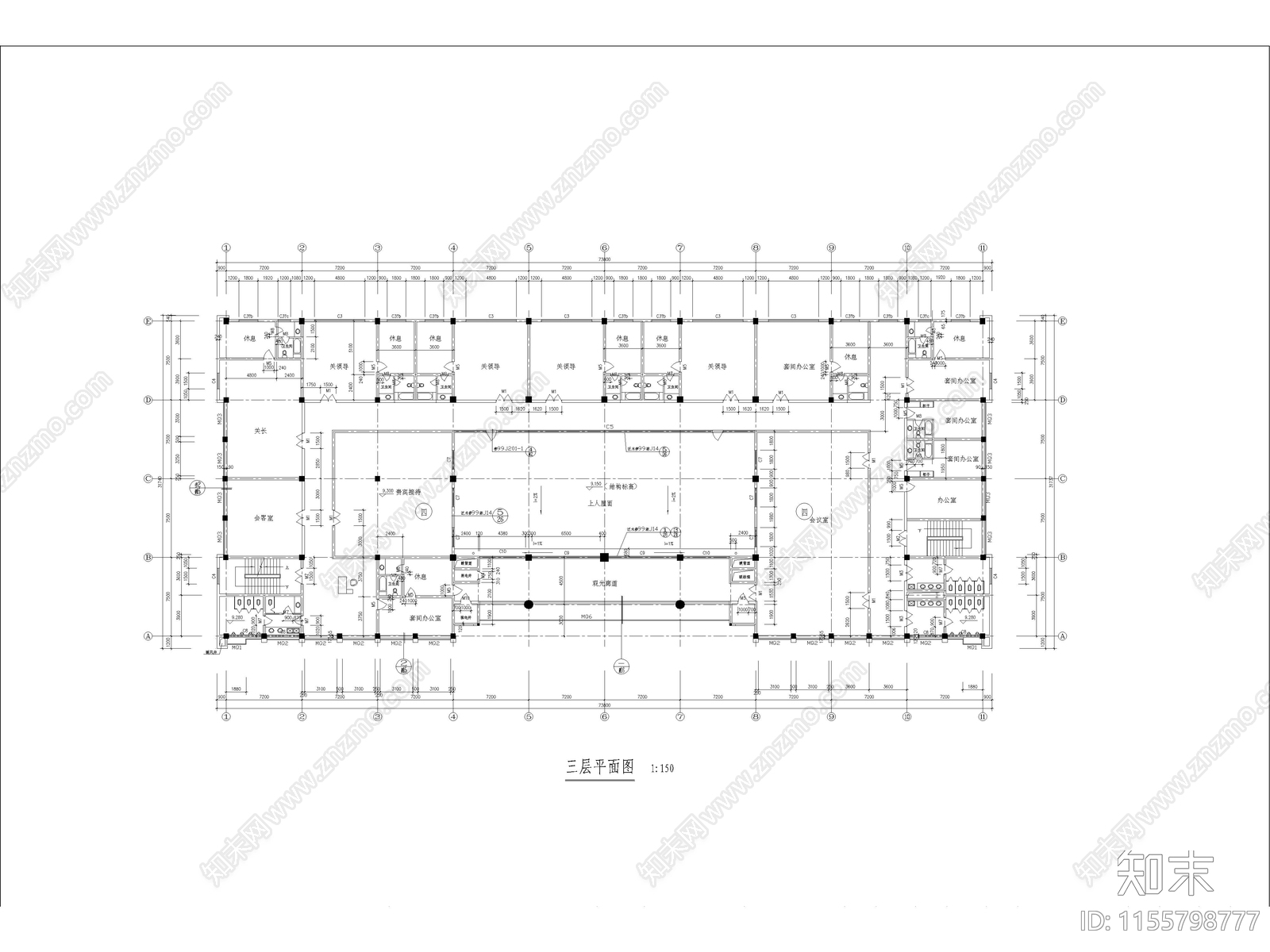 商业综合体用房建筑设计图cad施工图下载【ID:1155798777】