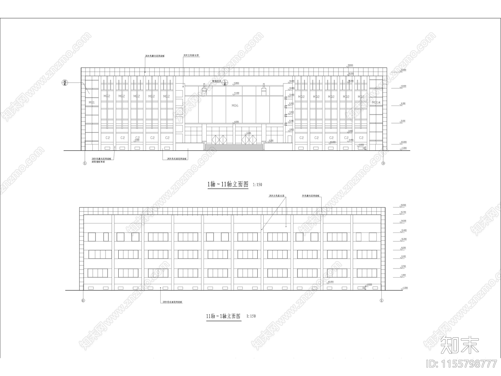 商业综合体用房建筑设计图cad施工图下载【ID:1155798777】