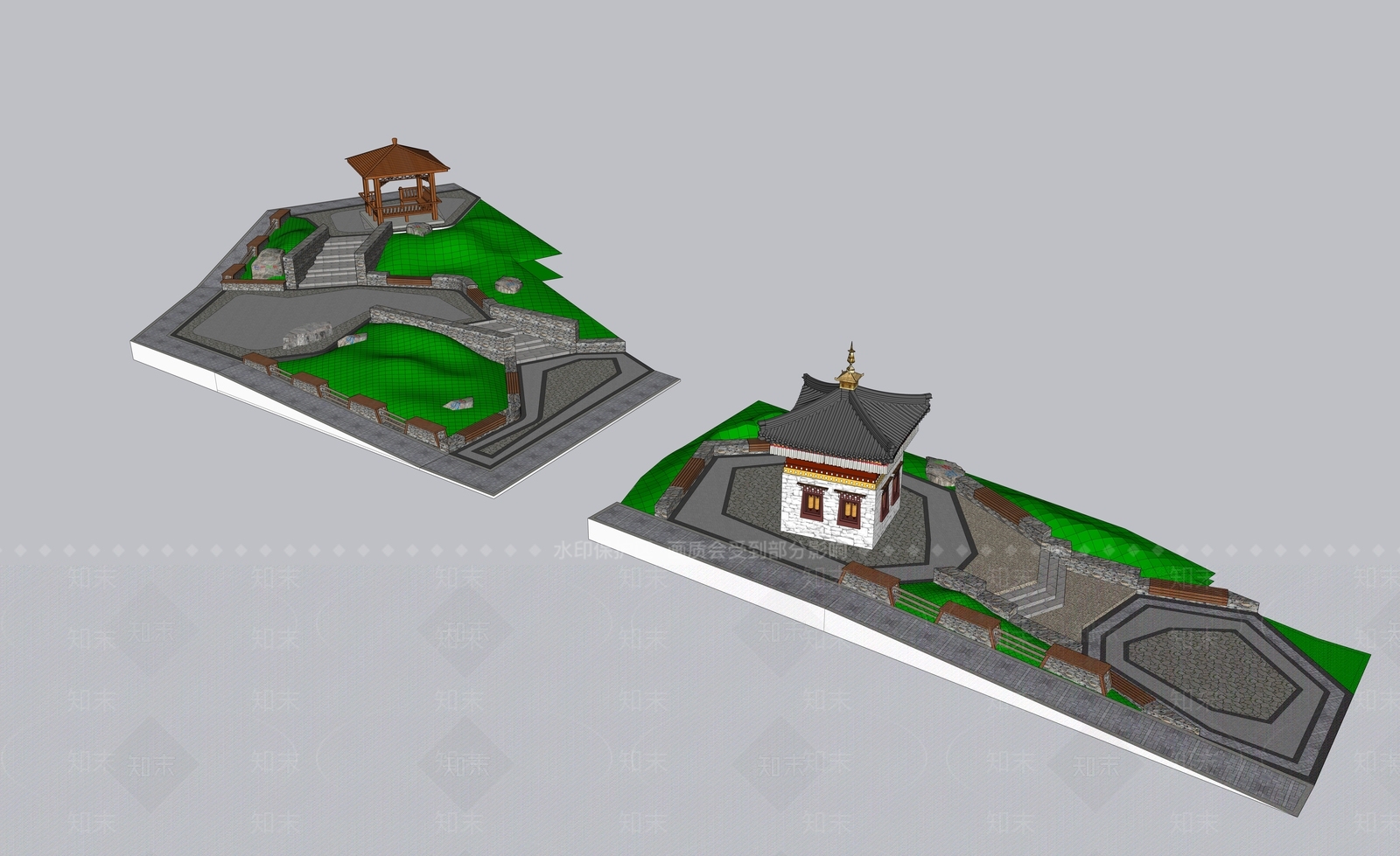 乡村庭院SU模型下载【ID:1183121809】
