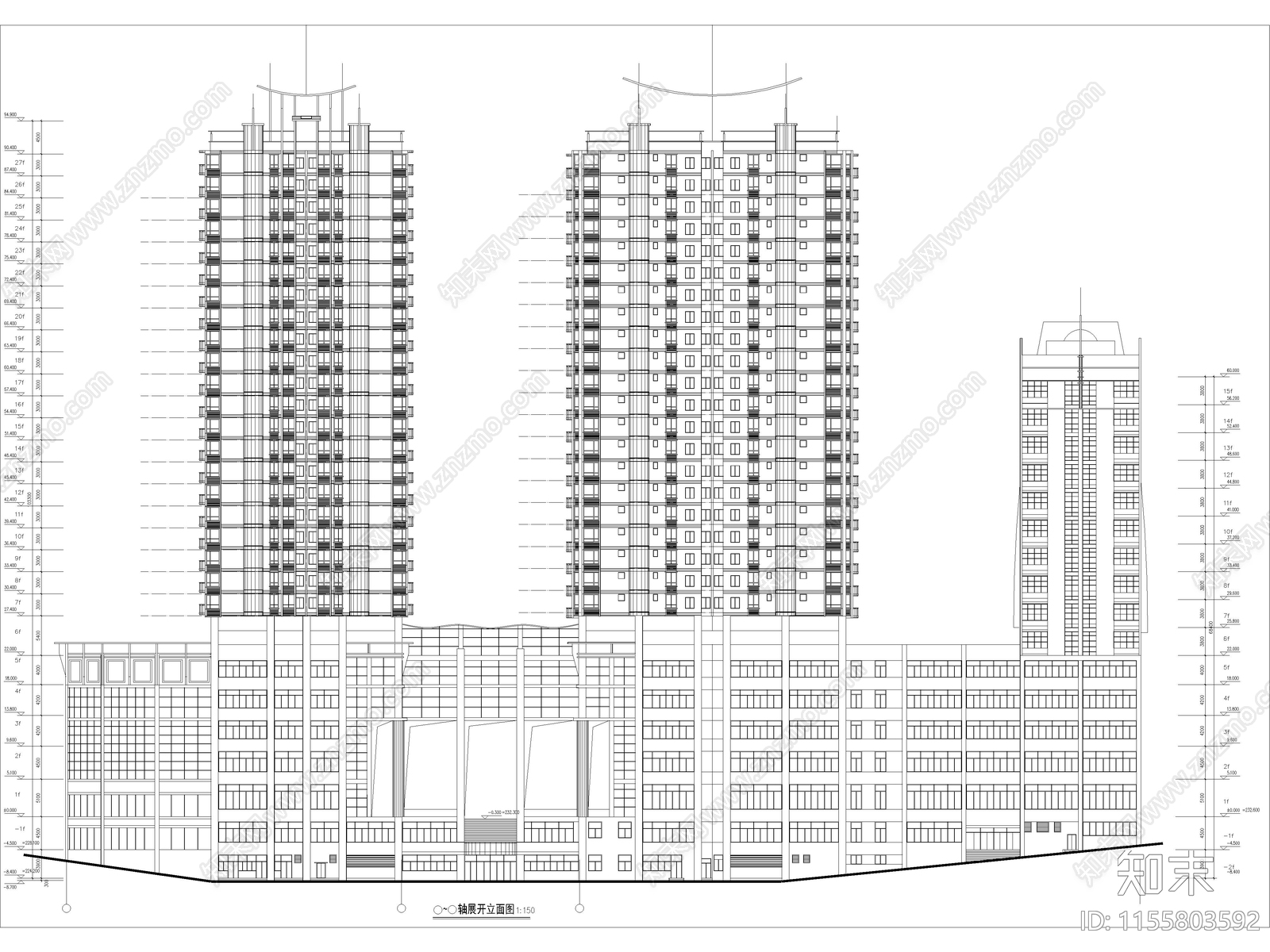 商业写字楼建筑设计图纸cad施工图下载【ID:1155803592】