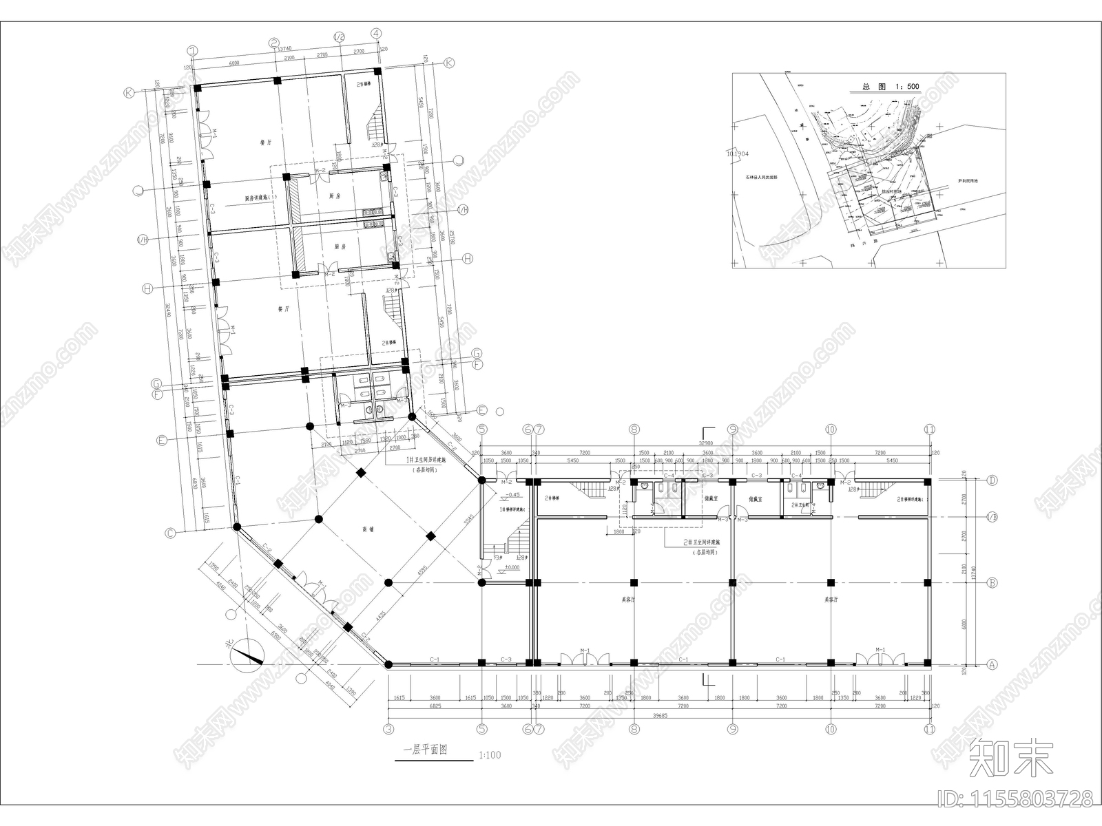 商业综合楼建筑设计图纸cad施工图下载【ID:1155803728】