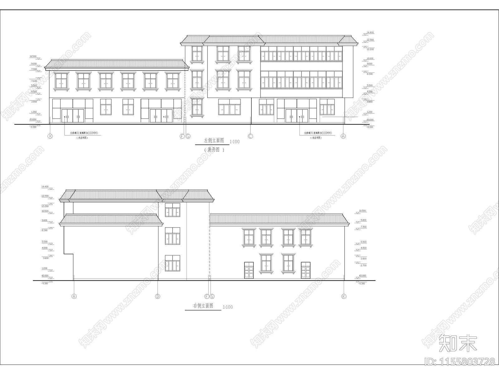 商业综合楼建筑设计图纸cad施工图下载【ID:1155803728】