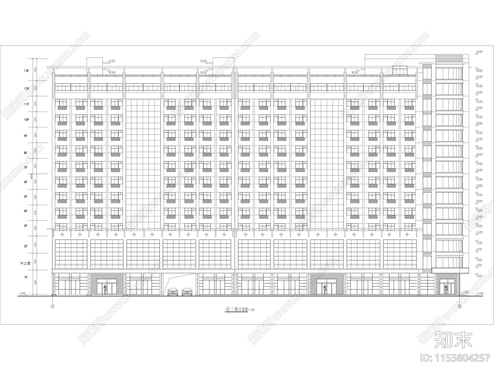 商业综合楼建筑设计图纸cad施工图下载【ID:1155804257】