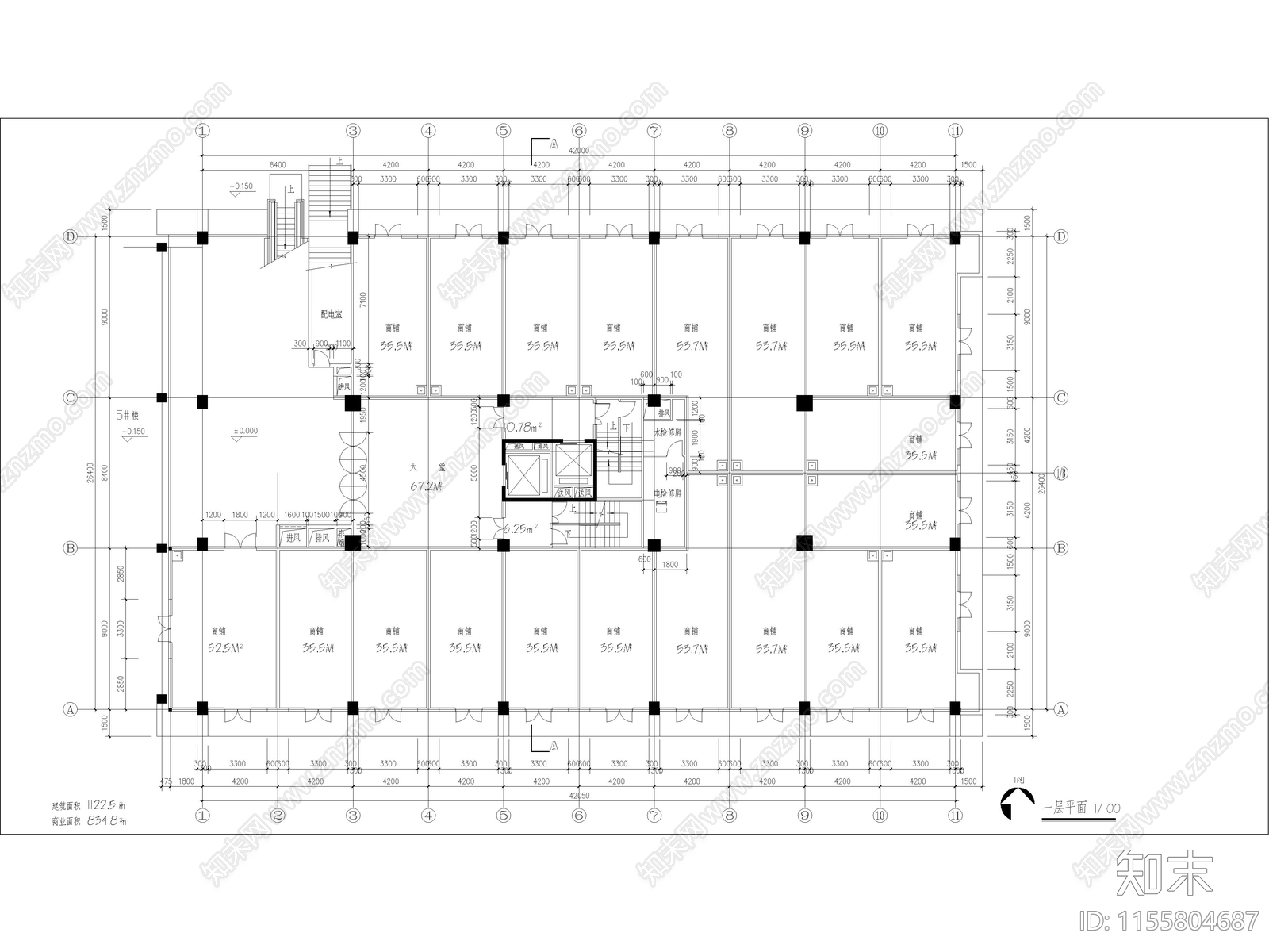 商业综合楼建筑设计图纸cad施工图下载【ID:1155804687】