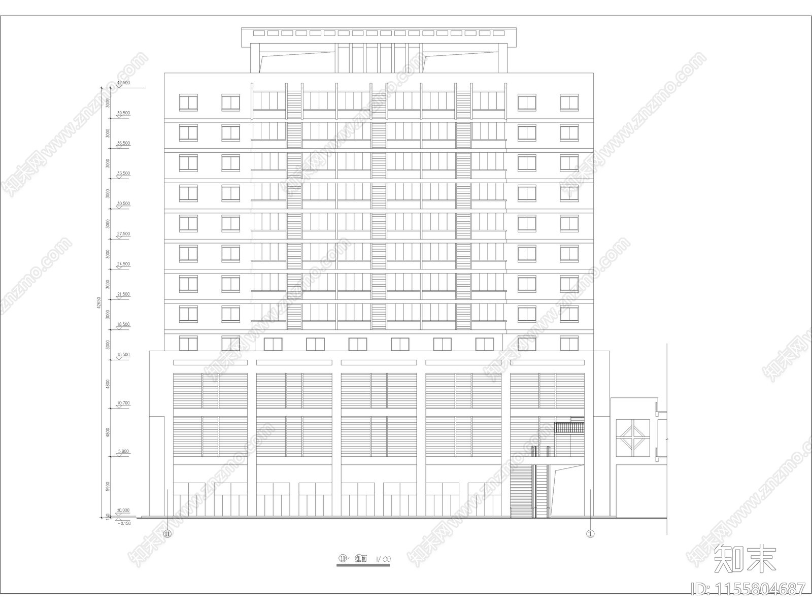 商业综合楼建筑设计图纸cad施工图下载【ID:1155804687】