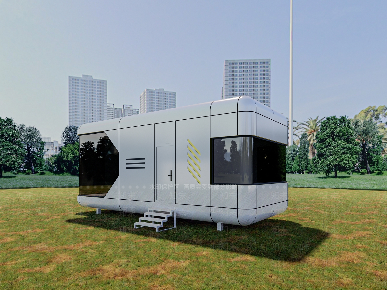 现代网红太空舱民宿建筑SU模型下载【ID:1155805811】