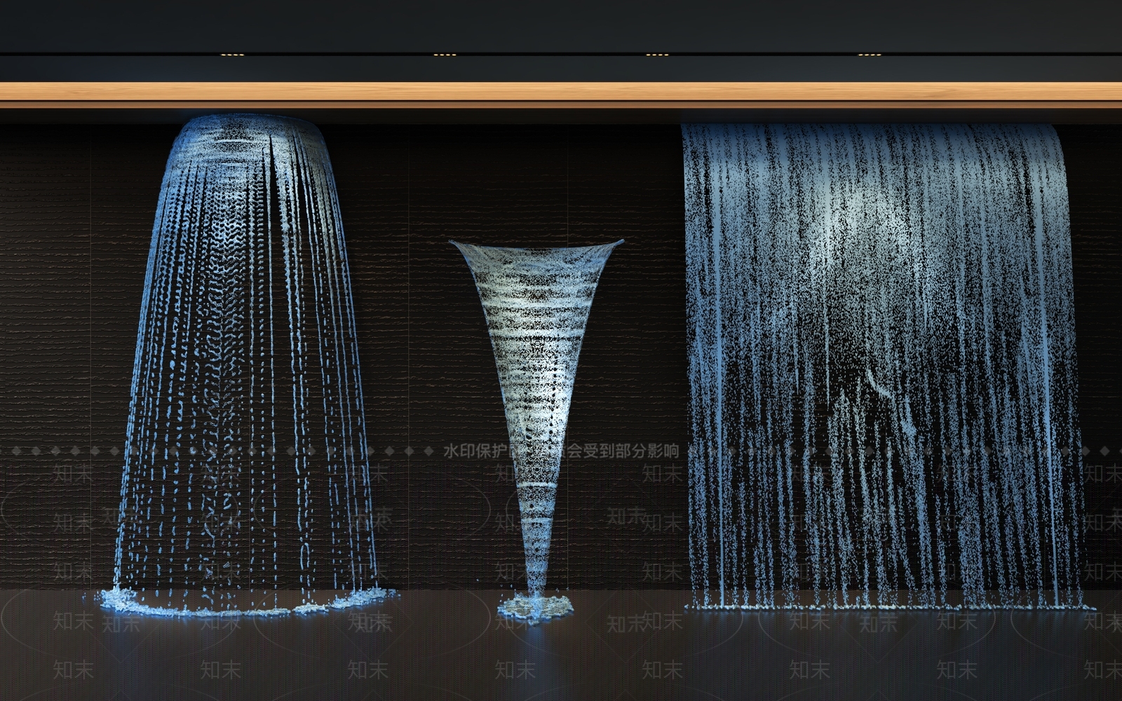 现代流水瀑布3D模型下载【ID:1155812746】