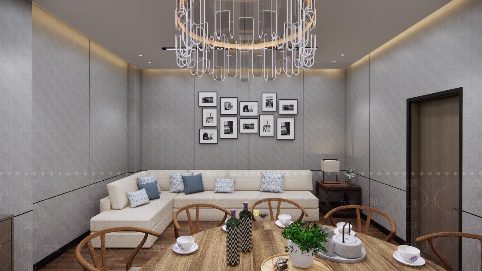 现代餐厅包厢SU模型下载【ID:1155813556】