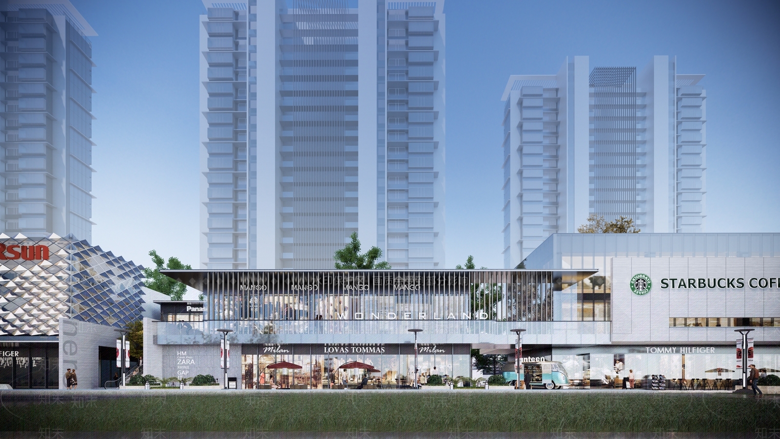 现代风格3层露台沿街商业SU模型下载【ID:1155819391】