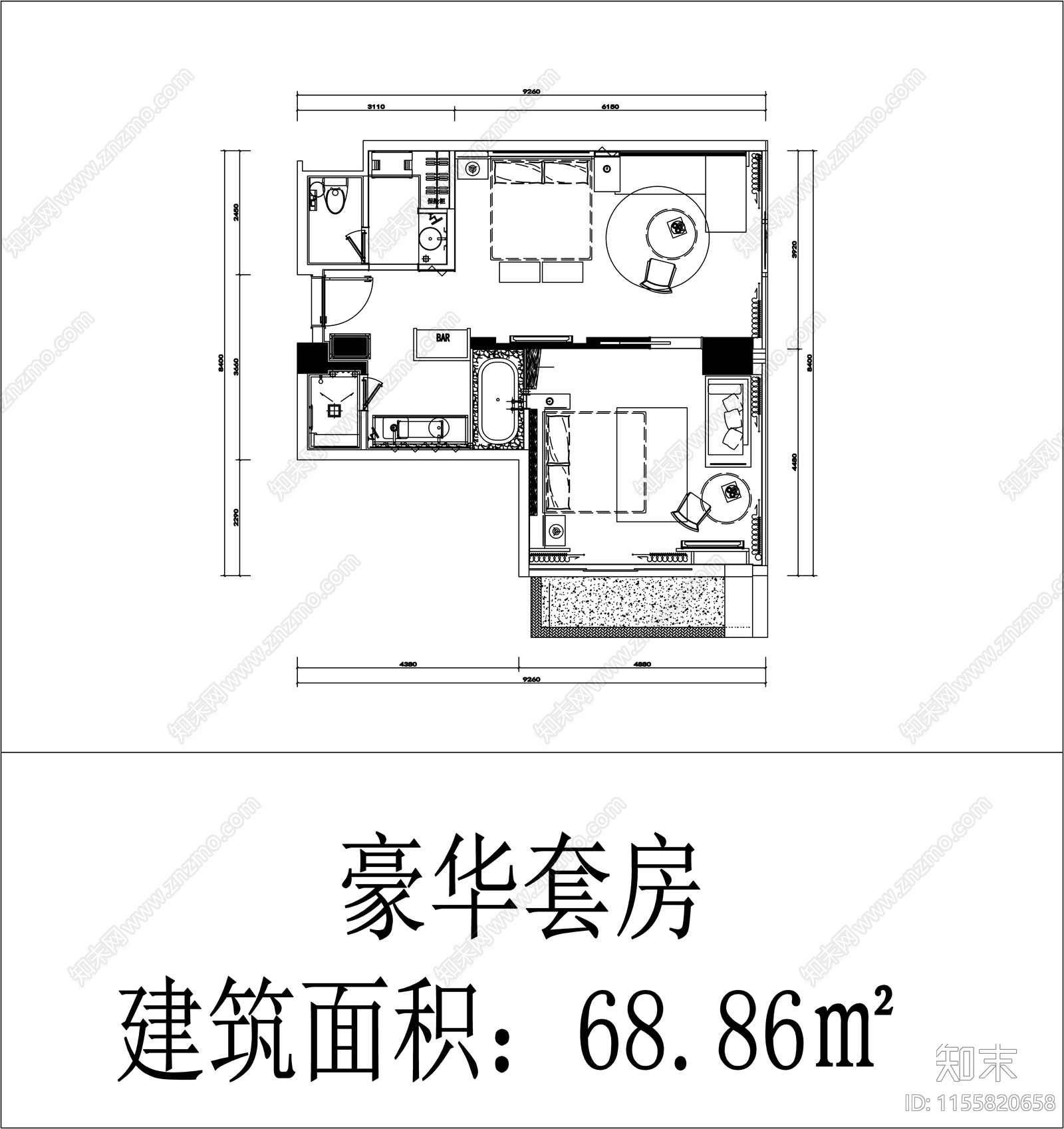 50套安缦君悦柏悦城家高端酒店民宿客房平面施工图下载【ID:1155820658】