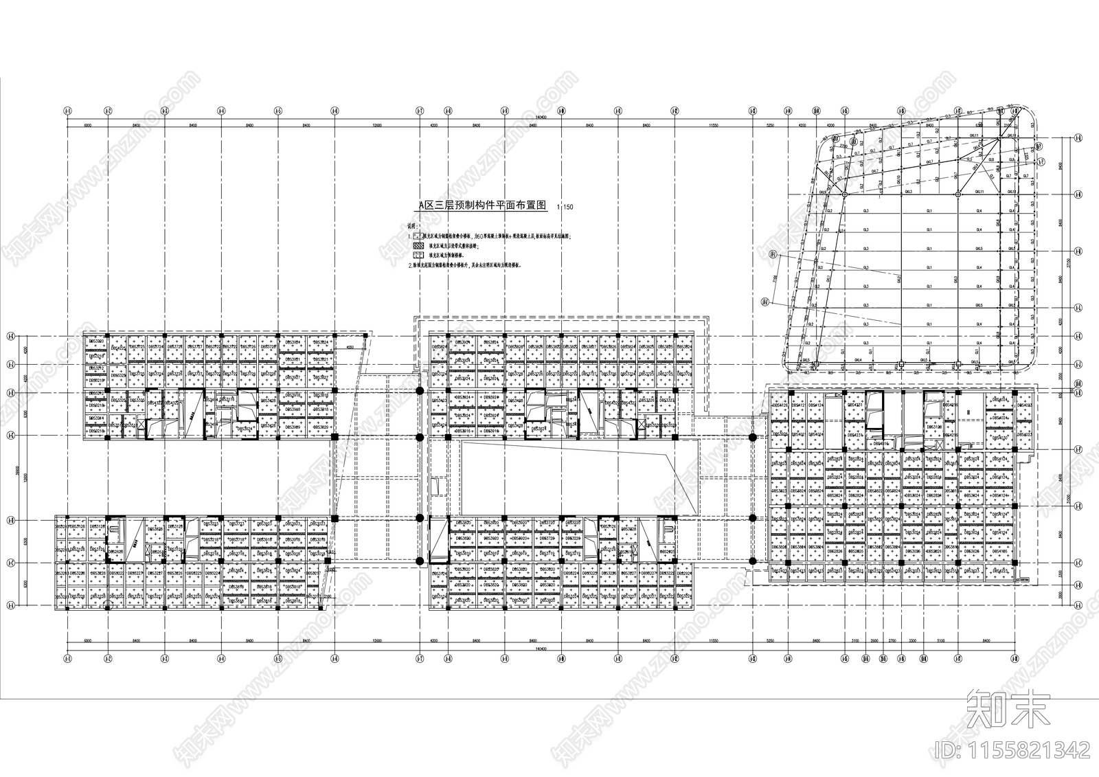 东福中心A楼建筑单体结构cad施工图下载【ID:1155821342】