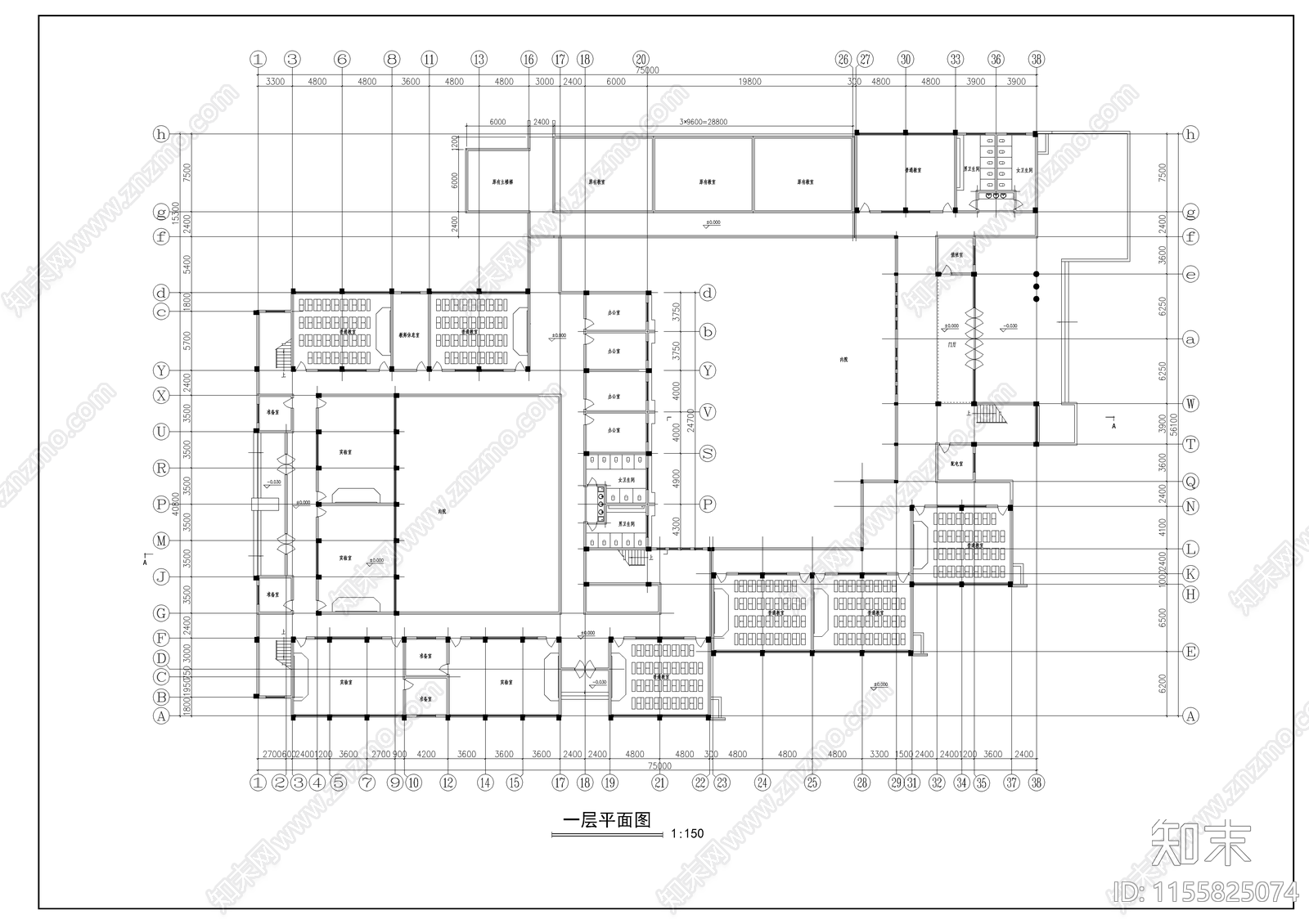 某中学教学楼cad施工图下载【ID:1155825074】