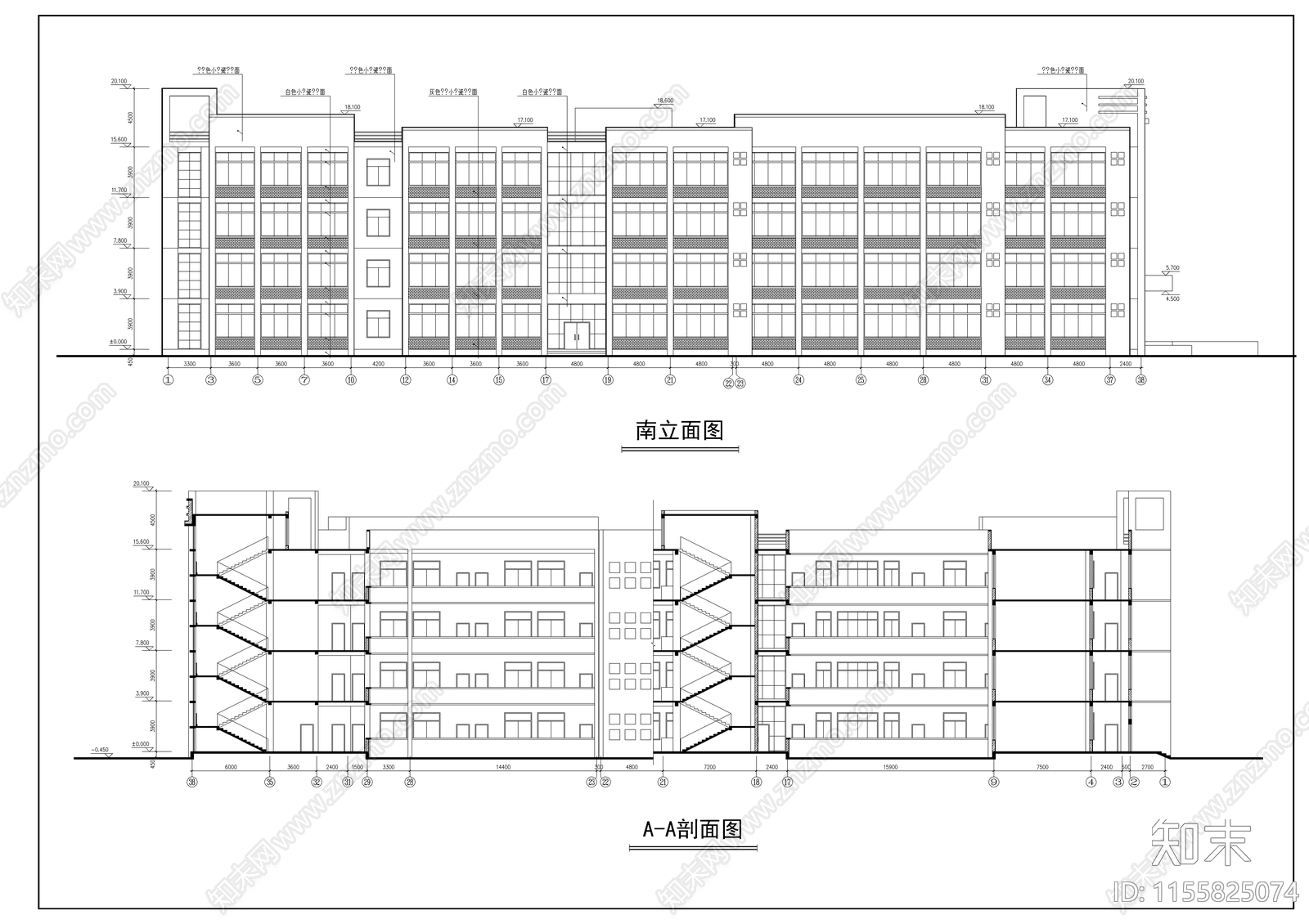 某中学教学楼cad施工图下载【ID:1155825074】