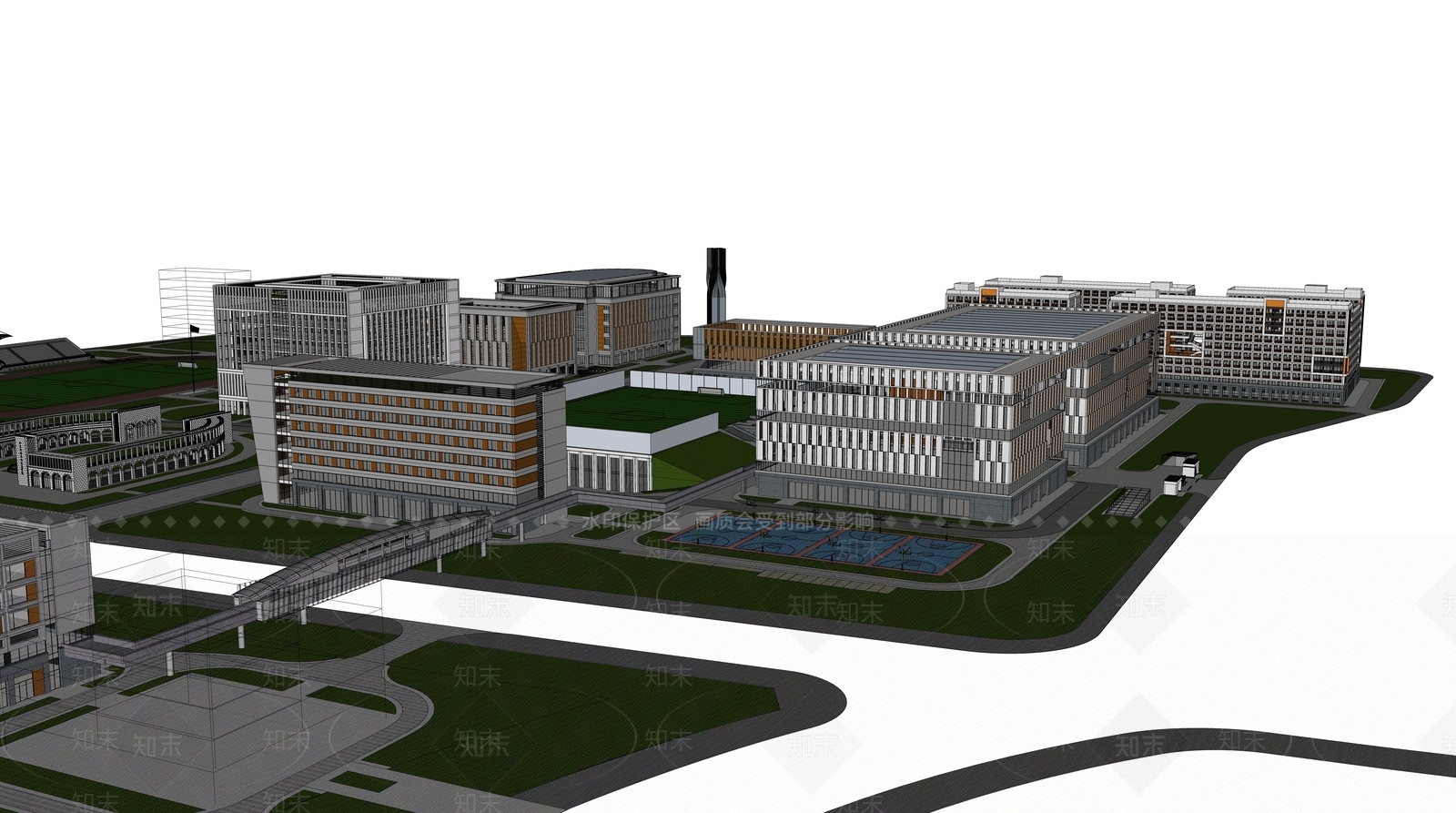 现代大学校园规划SU模型下载【ID:1155824935】