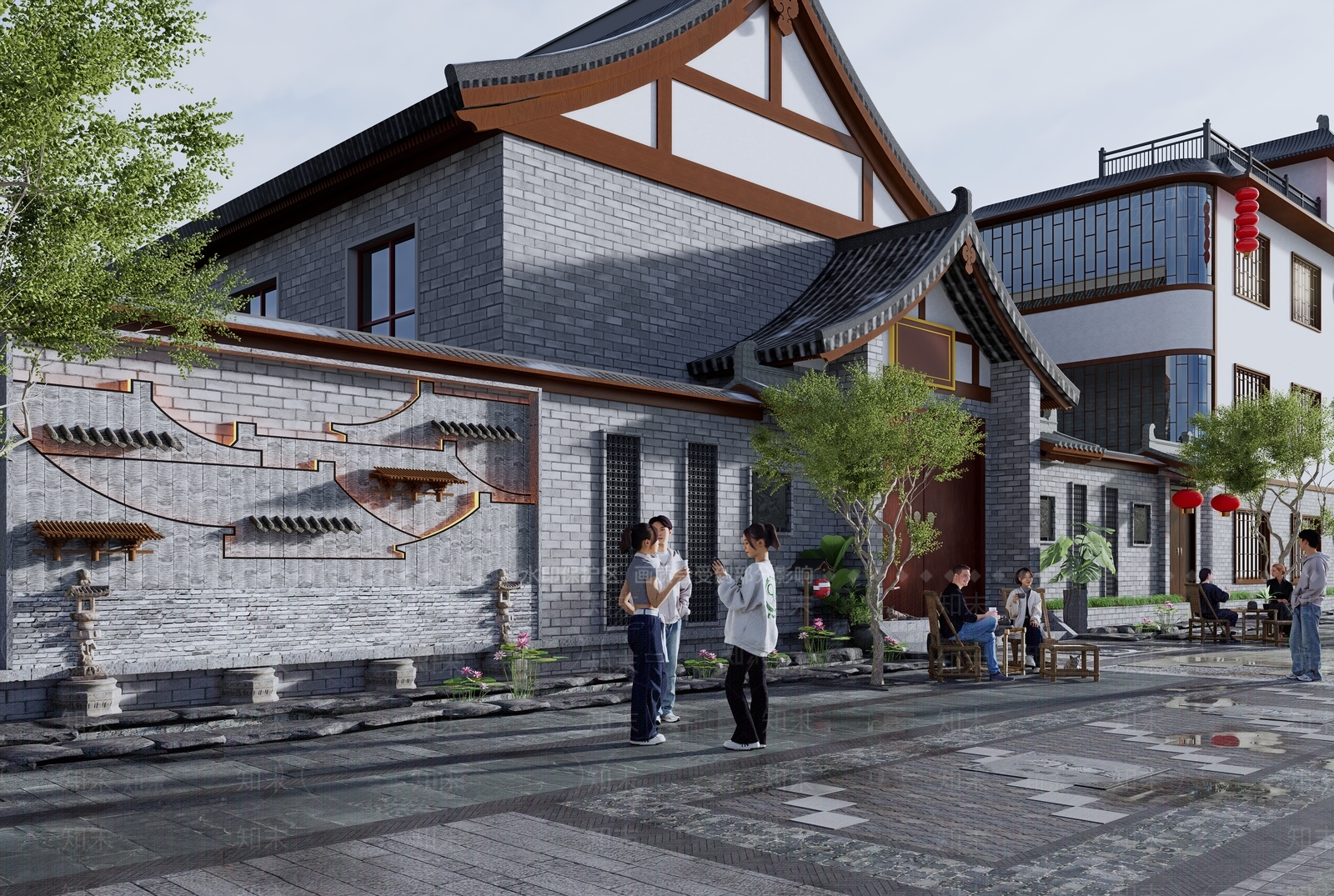 中式乡村街道SU模型下载【ID:1155831576】