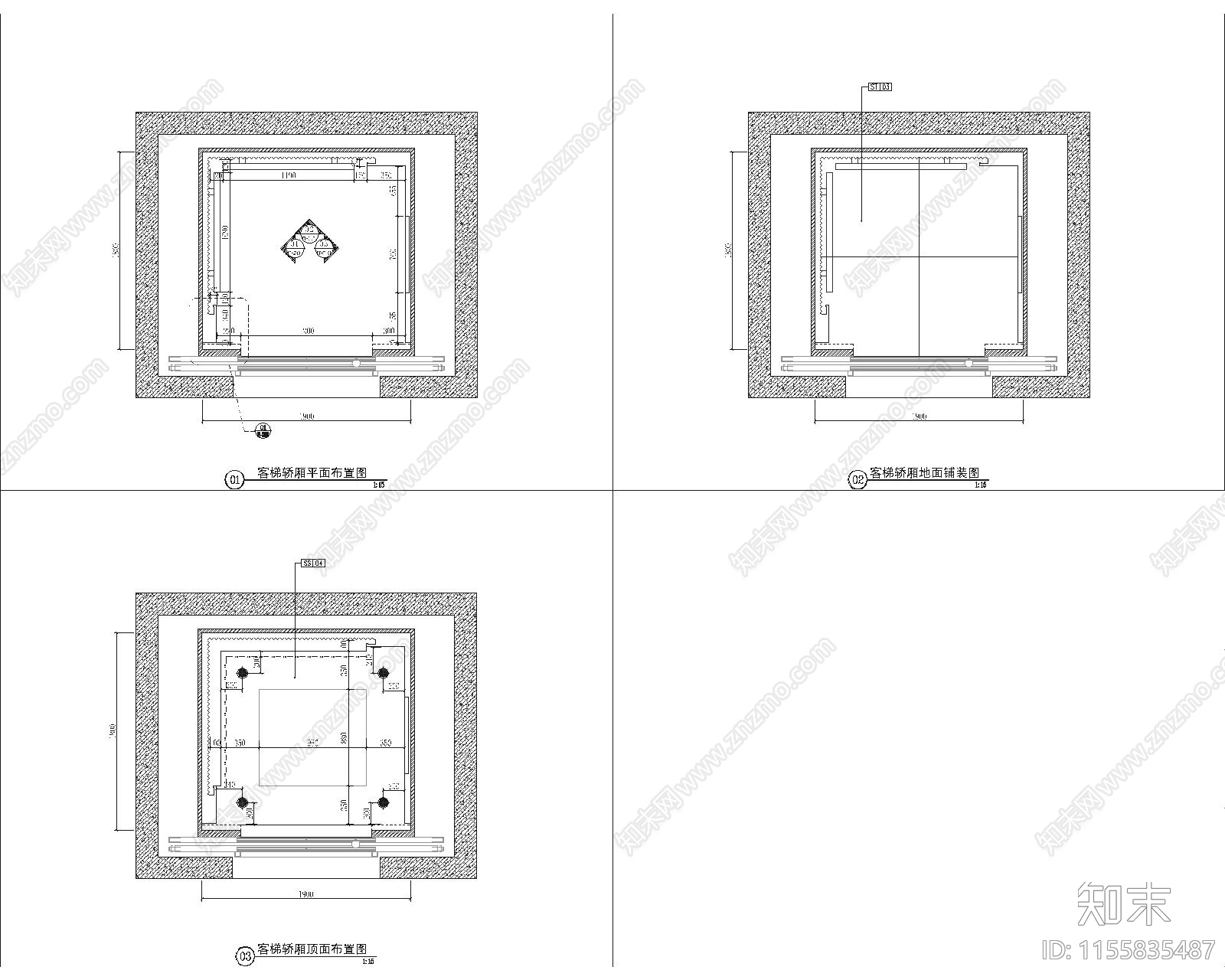 客用电梯cad施工图下载【ID:1155835487】